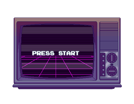 Television flashing the words "Press Start".